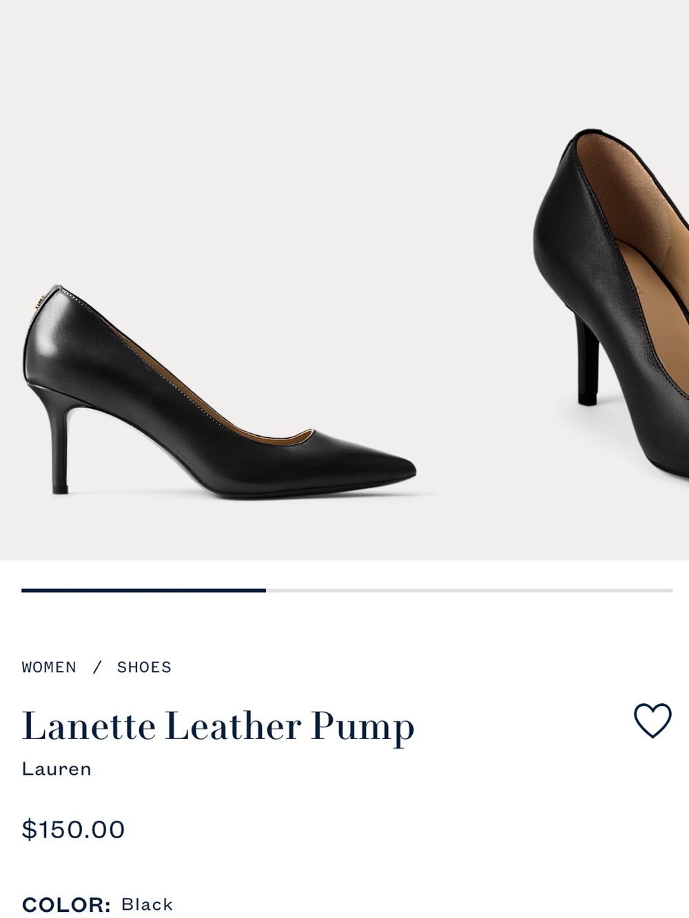 New Lauren Ralph Lauren Lanette Black Leather Pump size 7